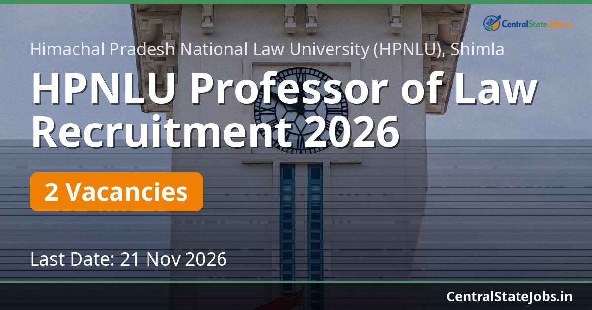 HPNLU Professor of Law Recruitment 2026