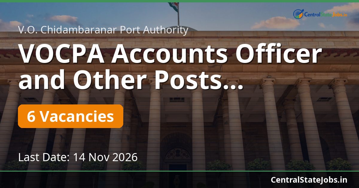 VOCPA Accounts Officer and Other Posts Recruitment 2026