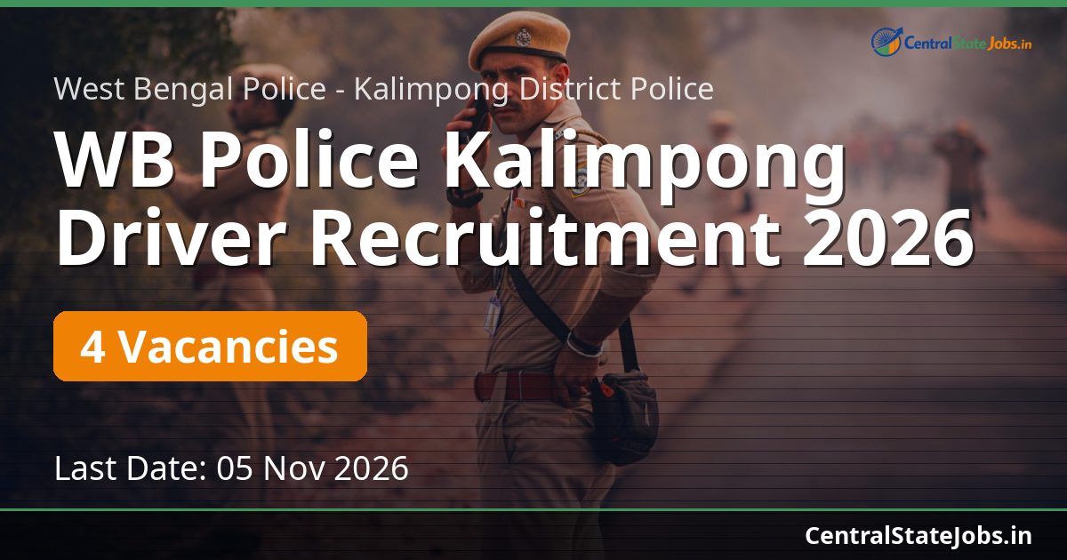 WB Police Kalimpong Driver Recruitment 2026
