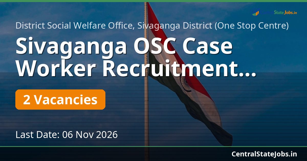 Sivaganga OSC Case Worker Recruitment 2026