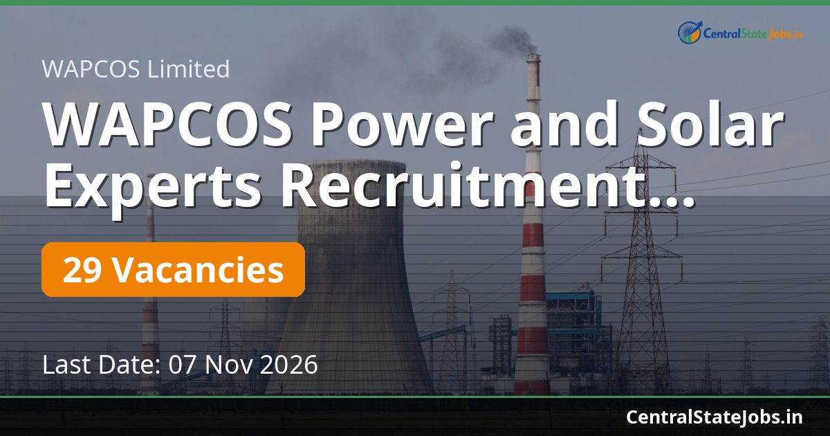 WAPCOS Power and Solar Experts Recruitment 2026