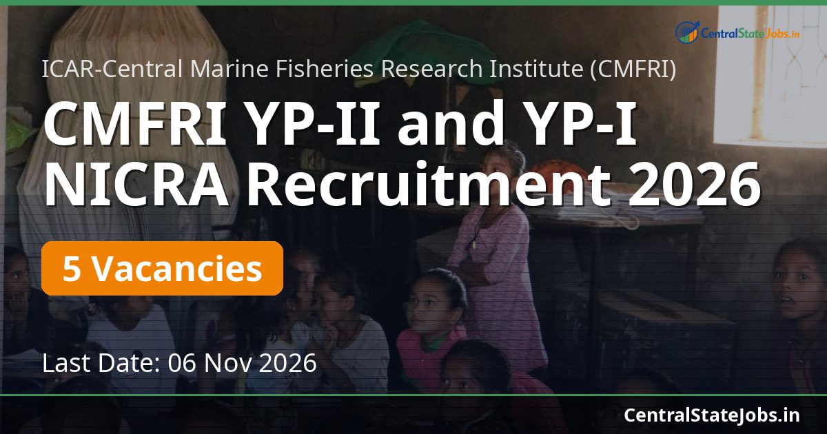 CMFRI YP-II and YP-I NICRA Recruitment 2026