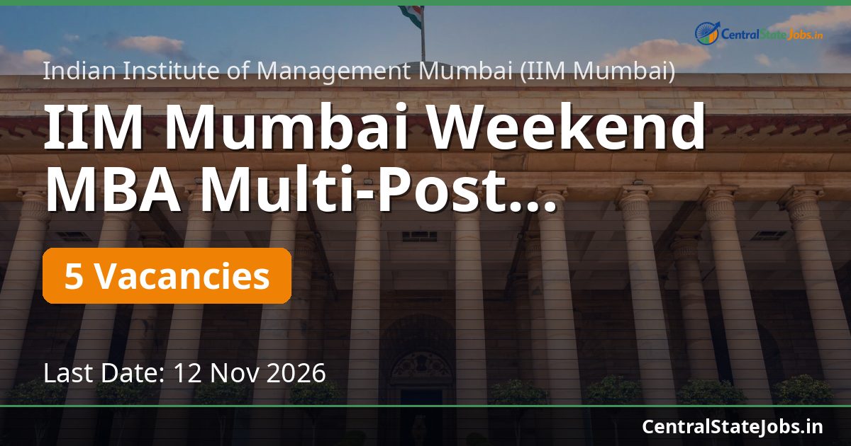 IIM Mumbai Weekend MBA Multi-Post Recruitment 2026