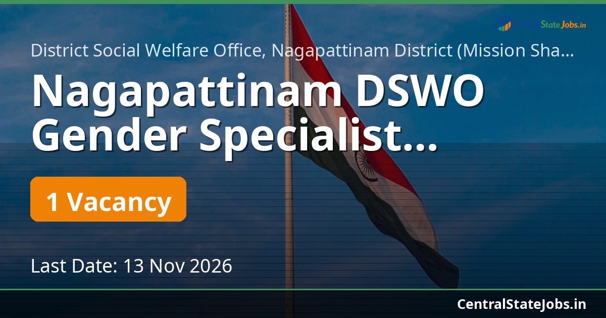 Nagapattinam DSWO Gender Specialist Recruitment 2026