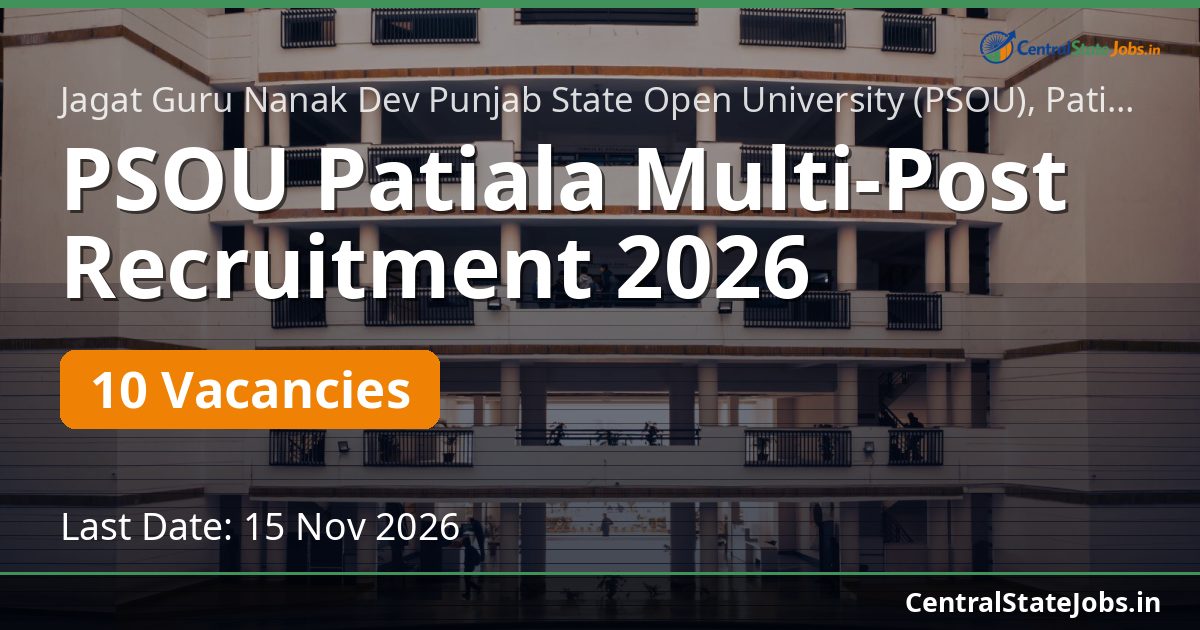 PSOU Patiala Multi-Post Recruitment 2026