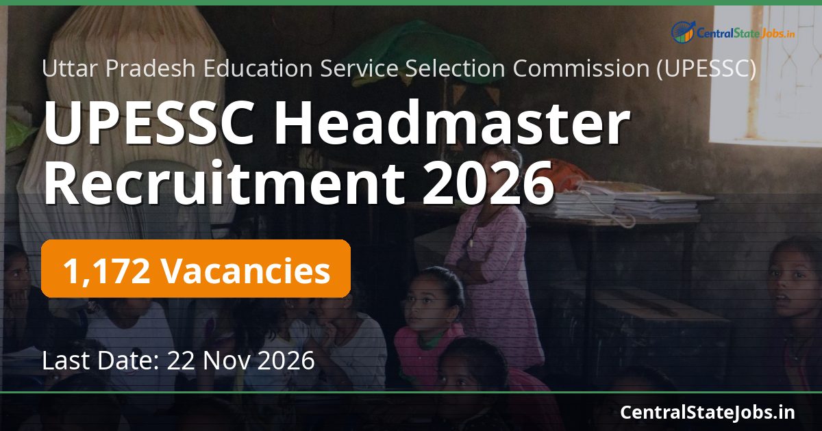 UPESSC Headmaster Recruitment 2026 — 1172 Vacancies