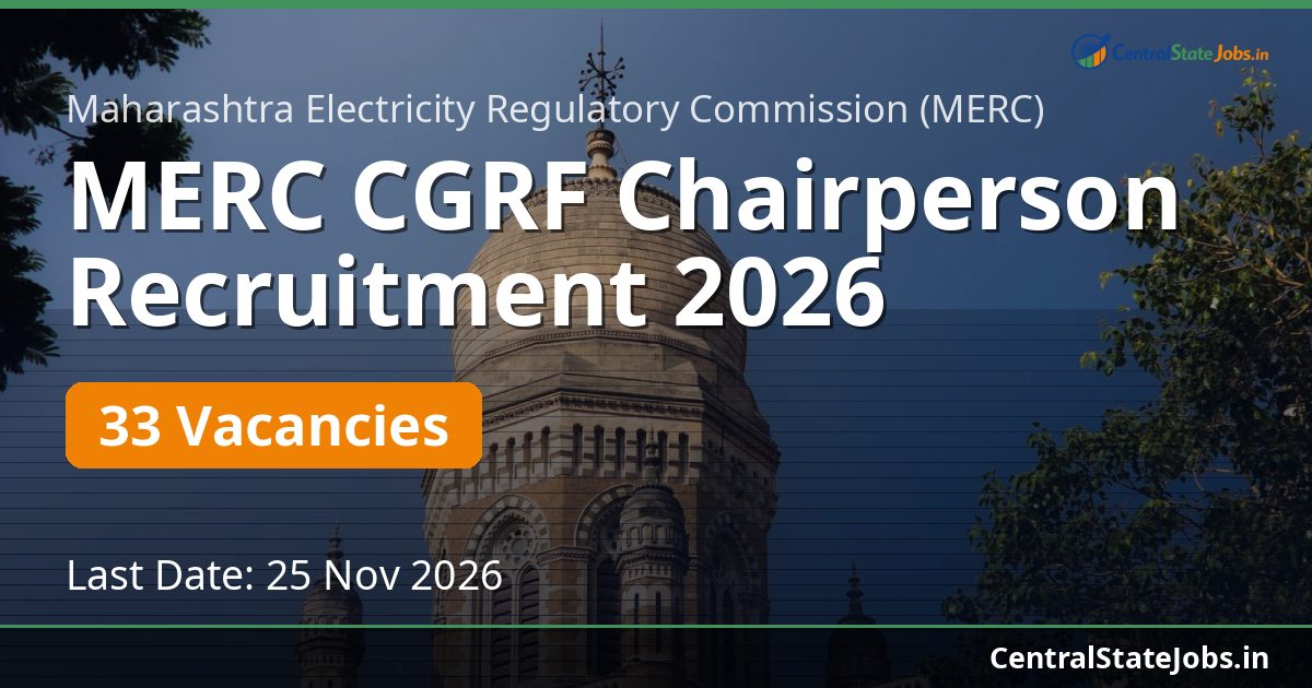 MERC CGRF Chairperson Recruitment 2026 — 33 Vacancies