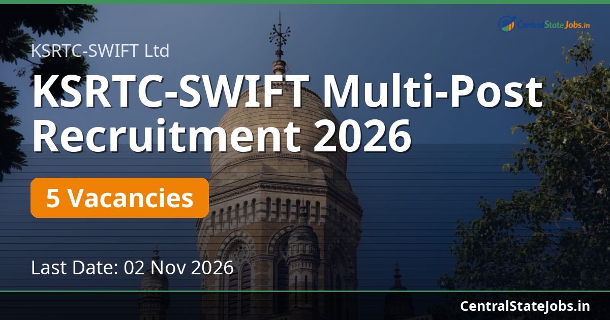 KSRTC-SWIFT Multi-Post Recruitment 2026