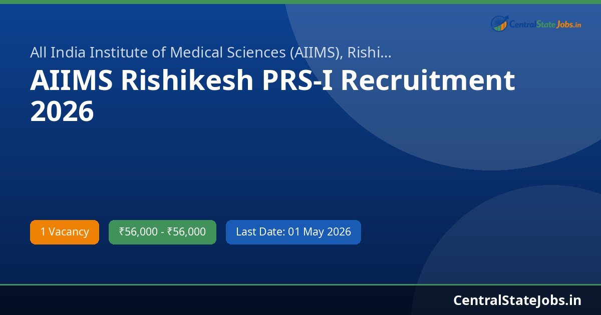 AIIMS Rishikesh PRS-I Recruitment 2026