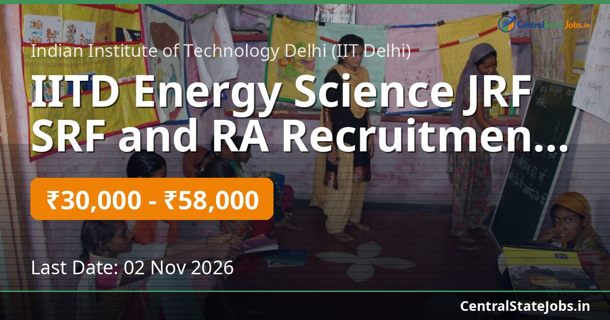 IITD Energy Science JRF SRF and RA Recruitment 2026