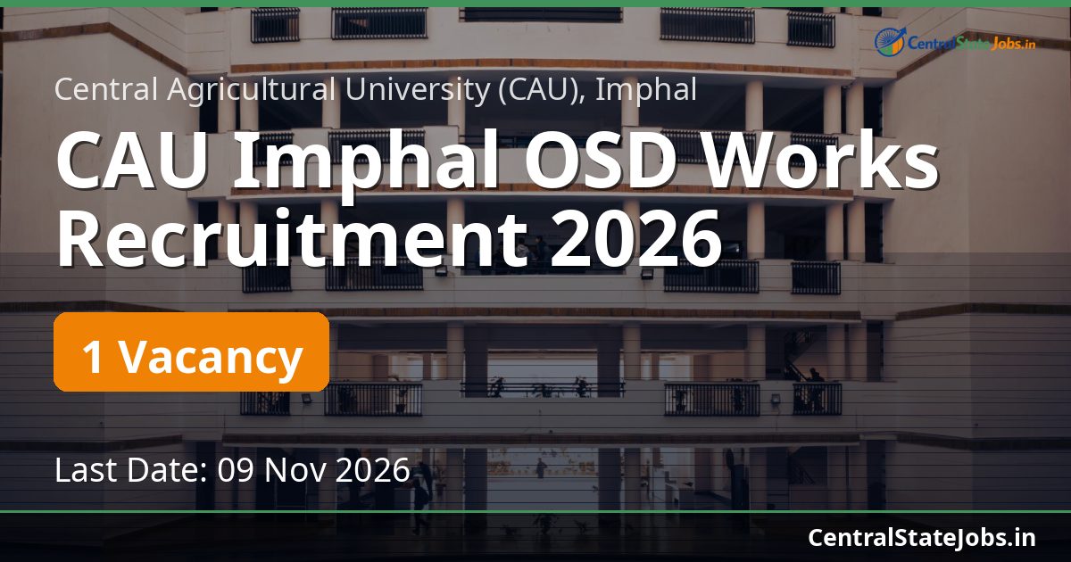 CAU Imphal OSD Works Recruitment 2026