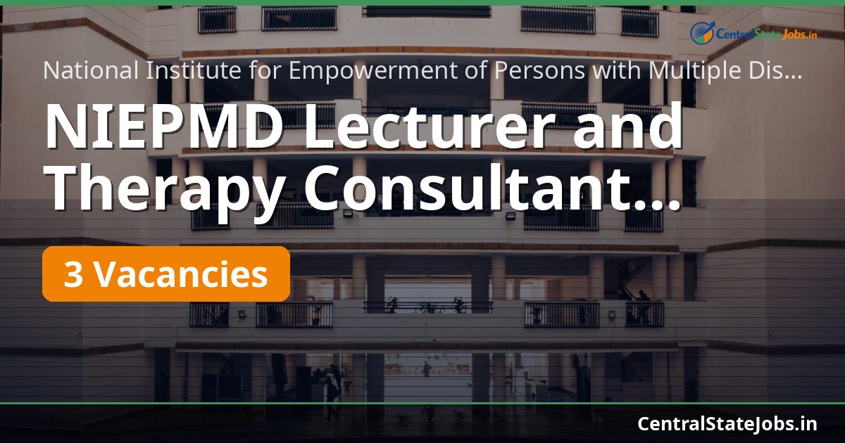 NIEPMD Lecturer and Therapy Consultant Recruitment 2026