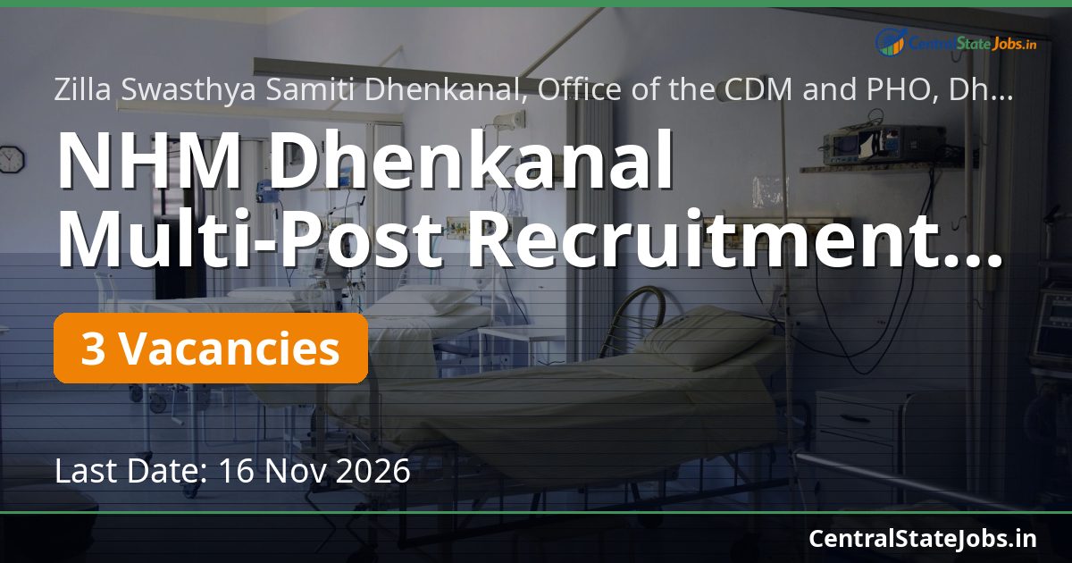 NHM Dhenkanal Multi-Post Recruitment 2026
