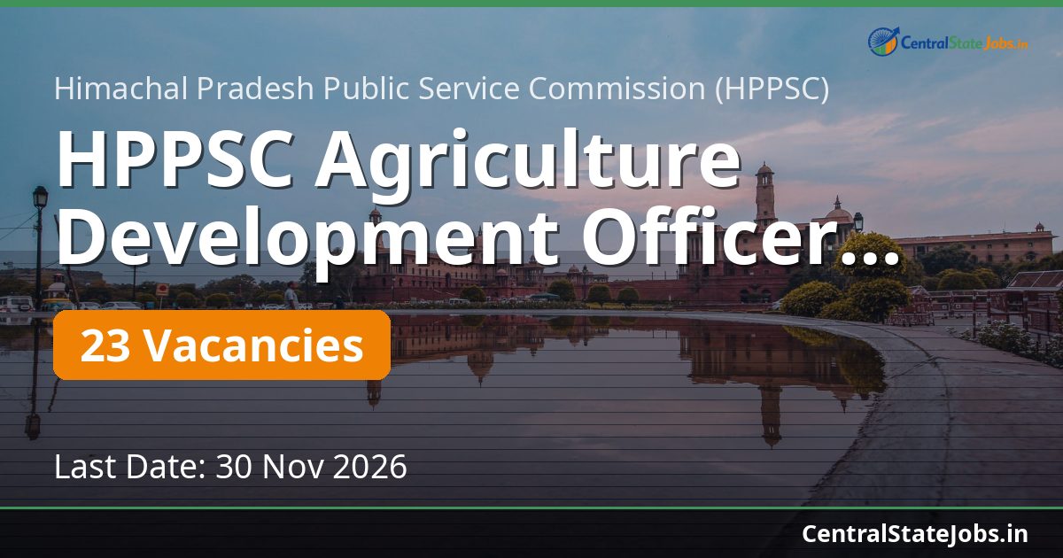 HPPSC Agriculture Development Officer Recruitment 2026