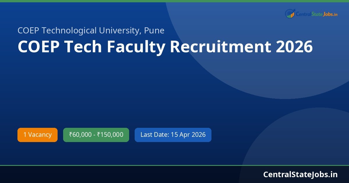 COEP Tech Faculty Recruitment 2026