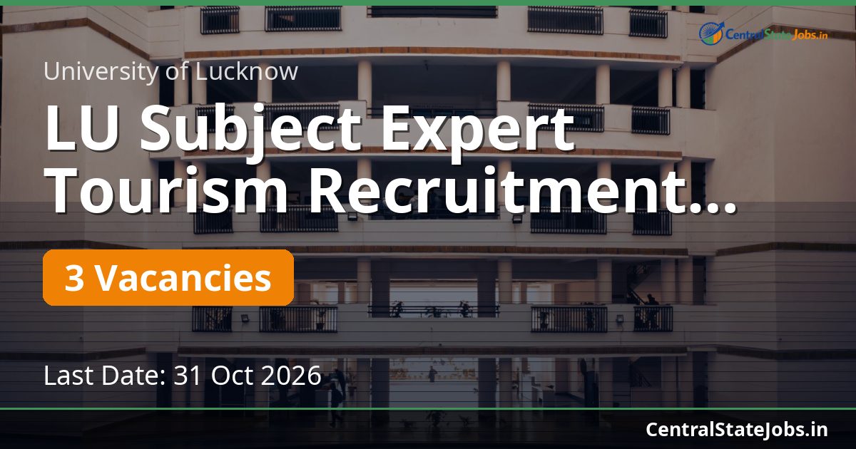 LU Subject Expert Tourism Recruitment 2026