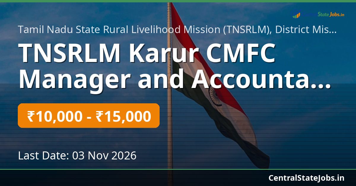 TNSRLM Karur CMFC Manager and Accountant Recruitment 2026
