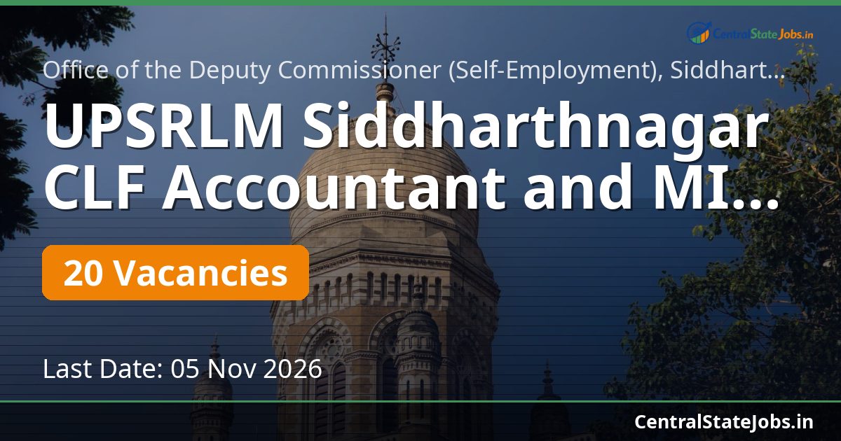 UPSRLM Siddharthnagar CLF Accountant and MIS Assistant 2026
