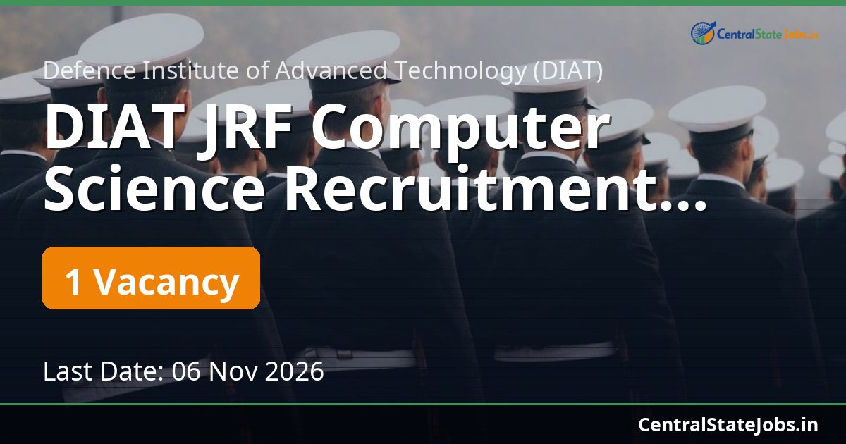 DIAT JRF Computer Science Recruitment 2026