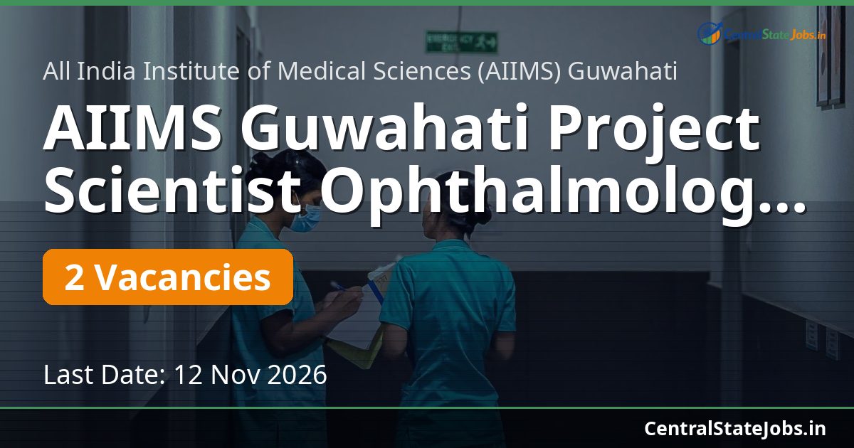 AIIMS Guwahati Project Scientist Ophthalmology 2026