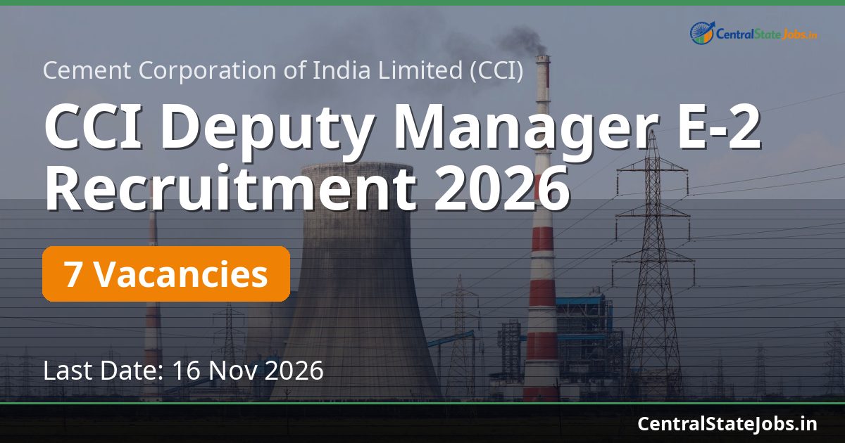 CCI Deputy Manager E-2 Recruitment 2026