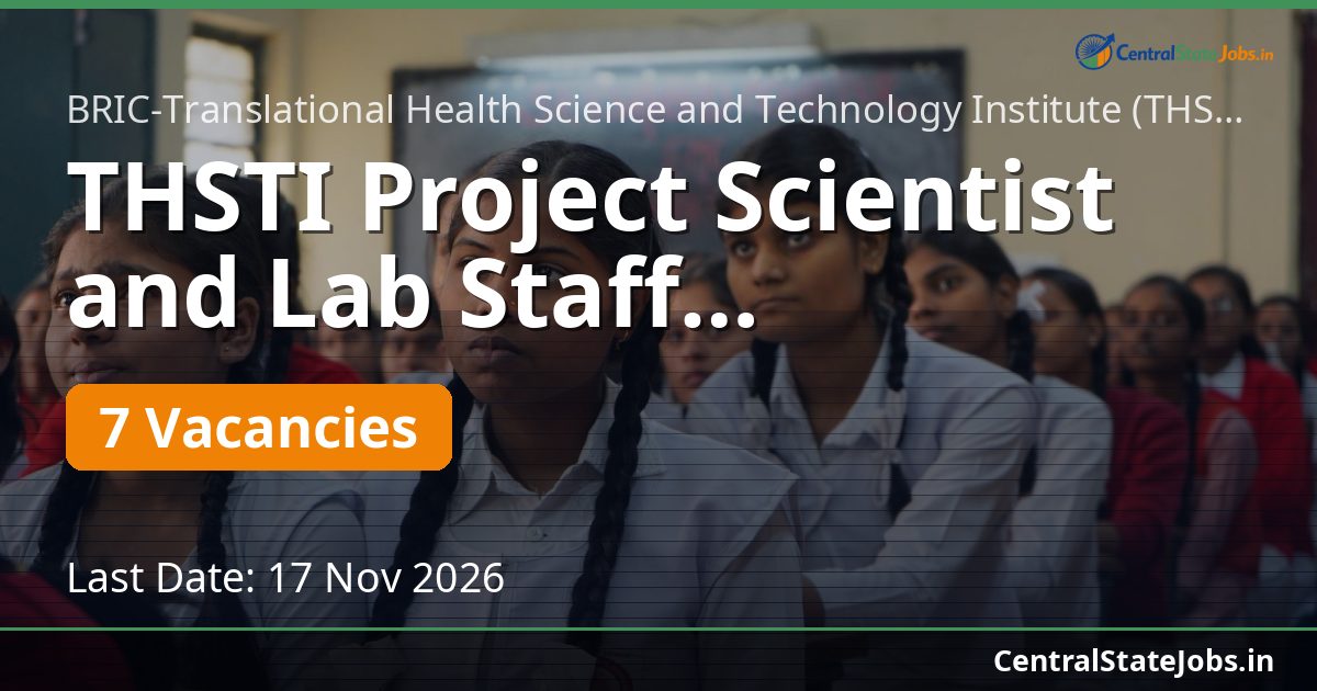 THSTI Project Scientist and Lab Staff Recruitment RN-22 2026