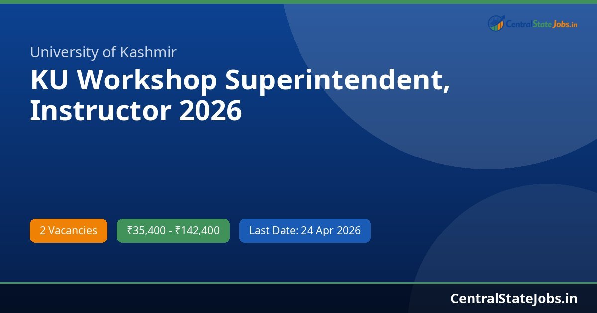 KU Workshop Superintendent, Instructor 2026