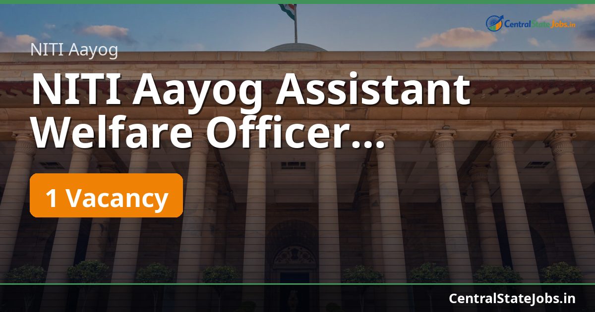 NITI Aayog Assistant Welfare Officer Recruitment 2026