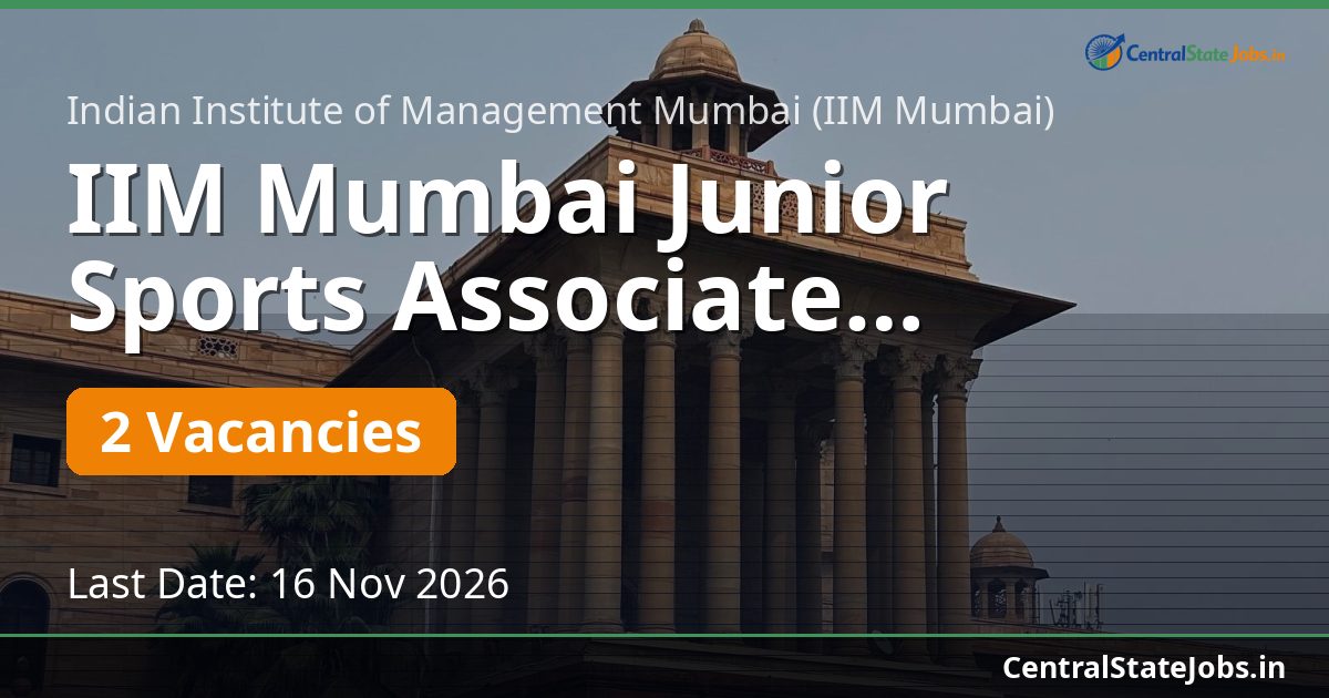 IIM Mumbai Junior Sports Associate Recruitment 2026