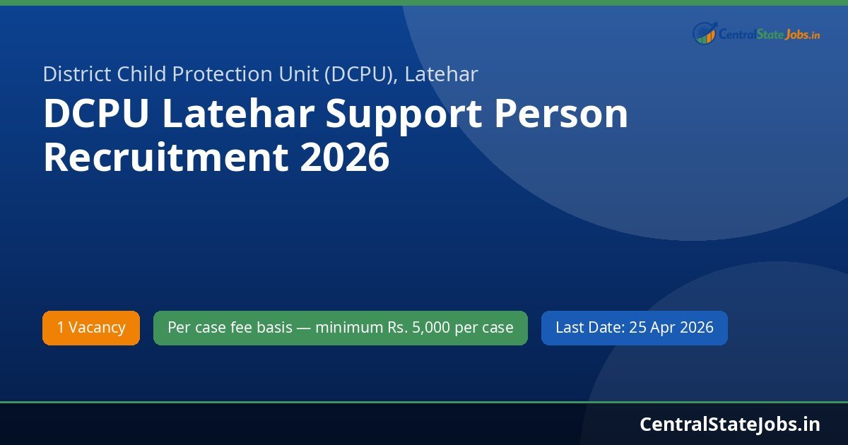 DCPU Latehar Support Person Recruitment 2026