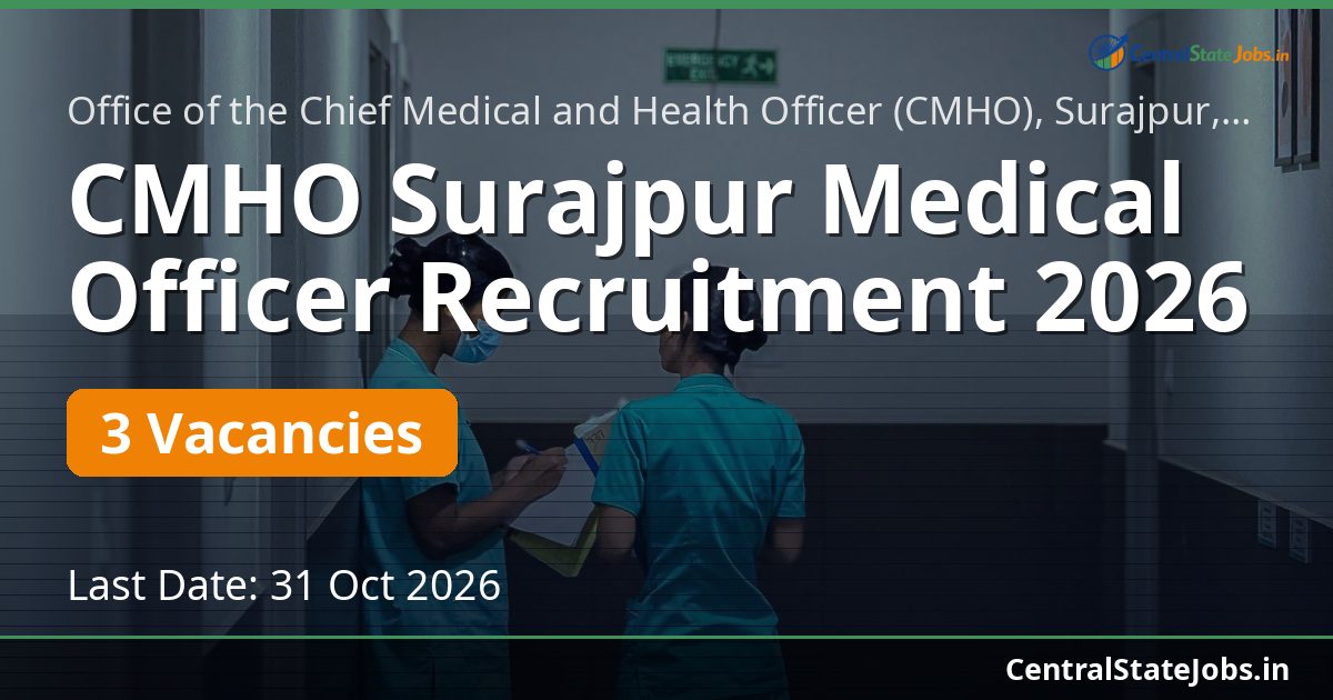 CMHO Surajpur Medical Officer Recruitment 2026