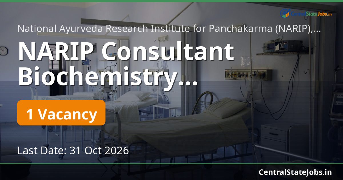 NARIP Consultant Biochemistry Recruitment 2026