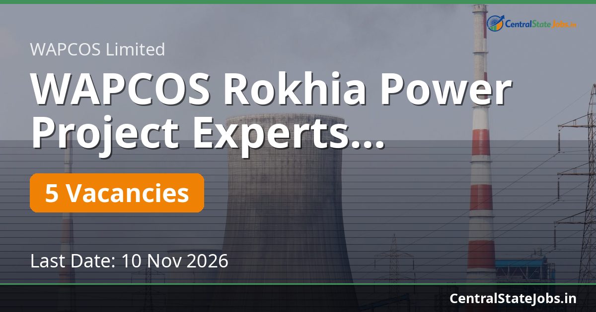 WAPCOS Rokhia Power Project Experts Recruitment 2026