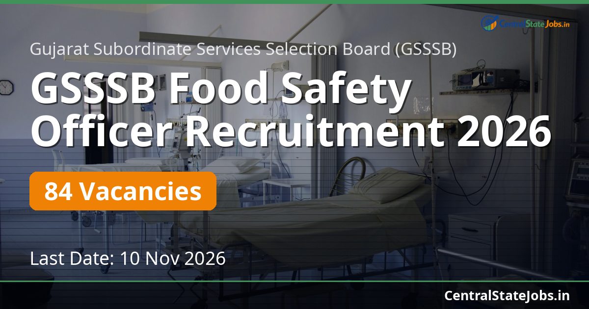 GSSSB Food Safety Officer Recruitment 2026 — 84 Vacancies