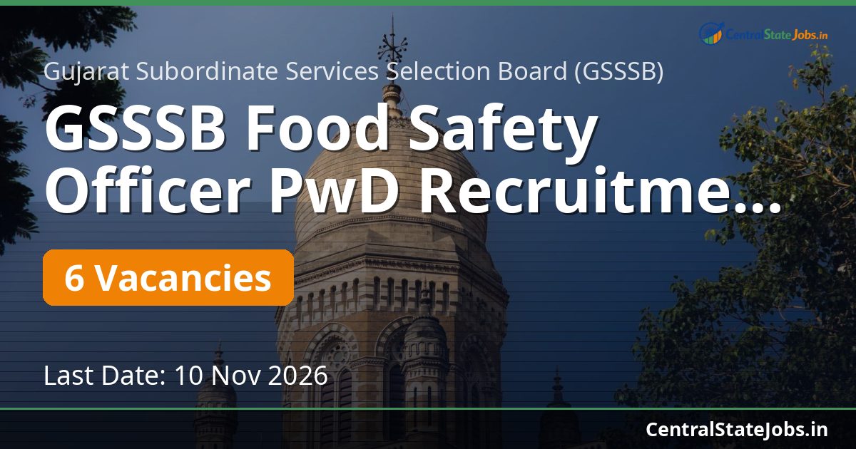 GSSSB Food Safety Officer PwD Recruitment 2026