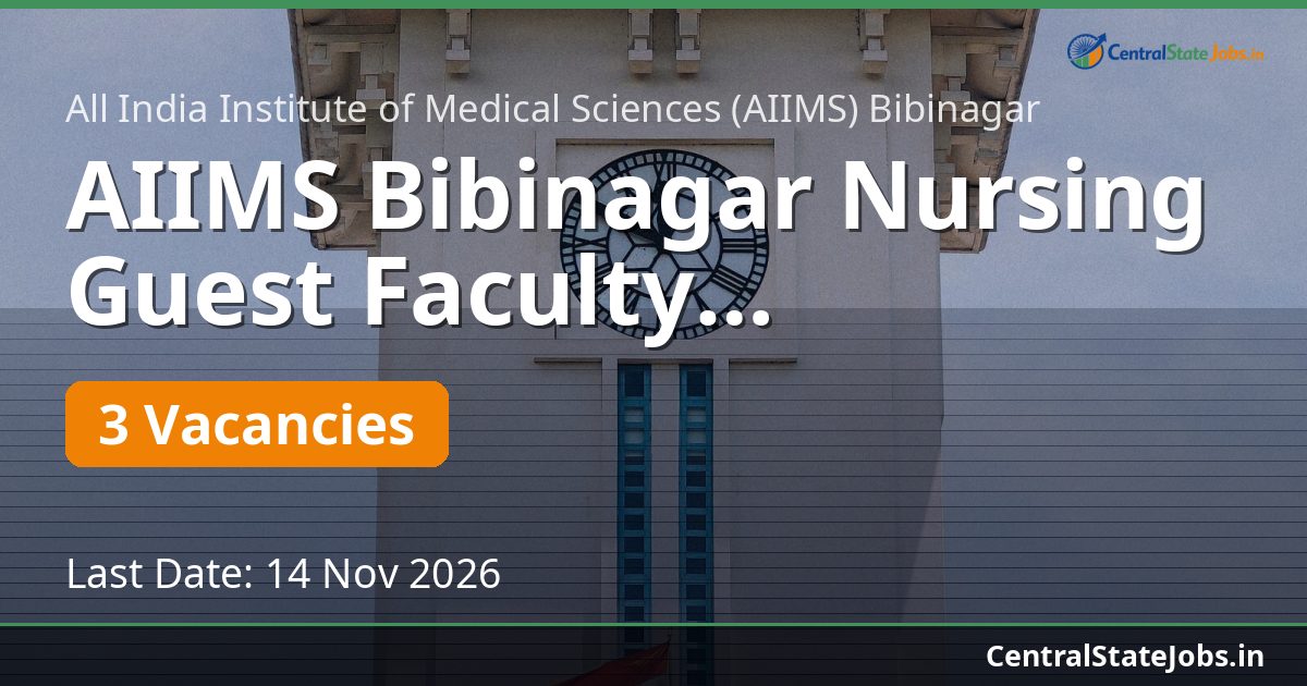 AIIMS Bibinagar Nursing Guest Faculty Recruitment 2026