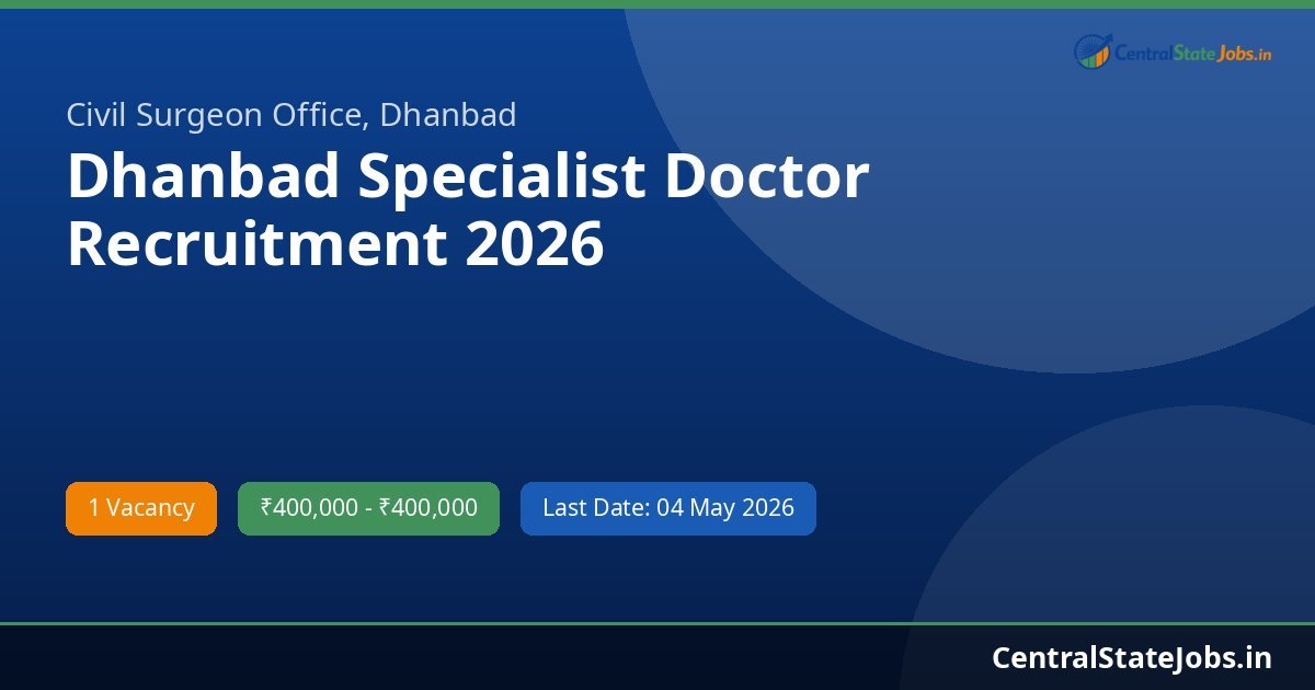 Dhanbad Specialist Doctor Recruitment 2026