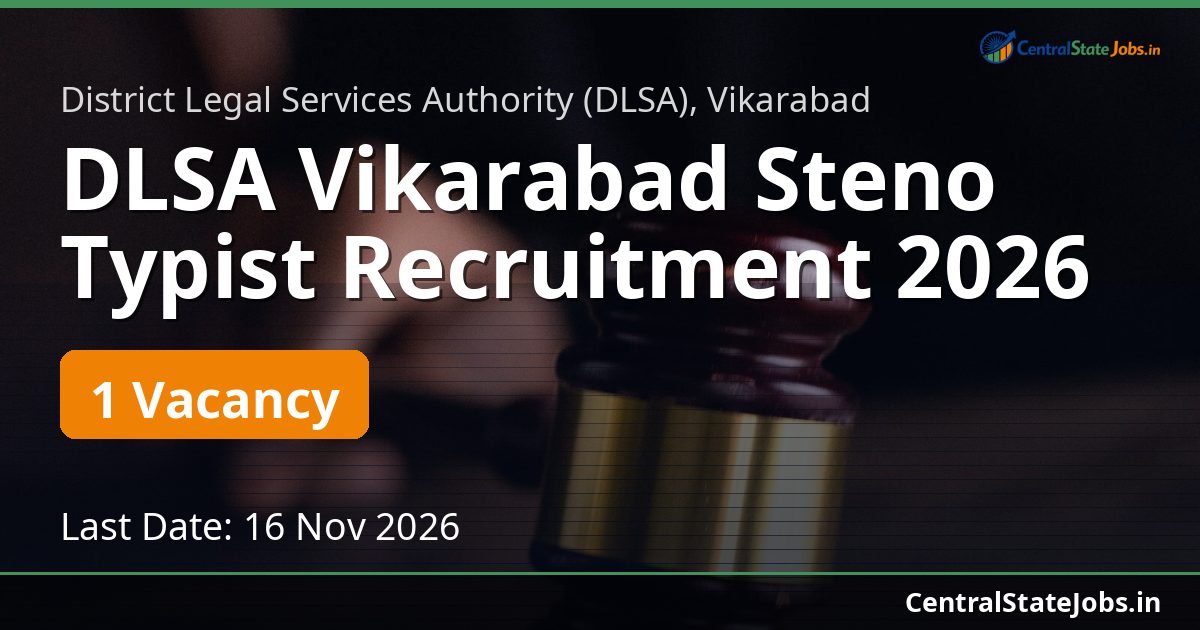DLSA Vikarabad Steno Typist Recruitment 2026
