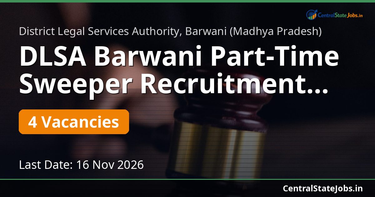 DLSA Barwani अंशकालीन सफाईकर्मी भर्ती 2026