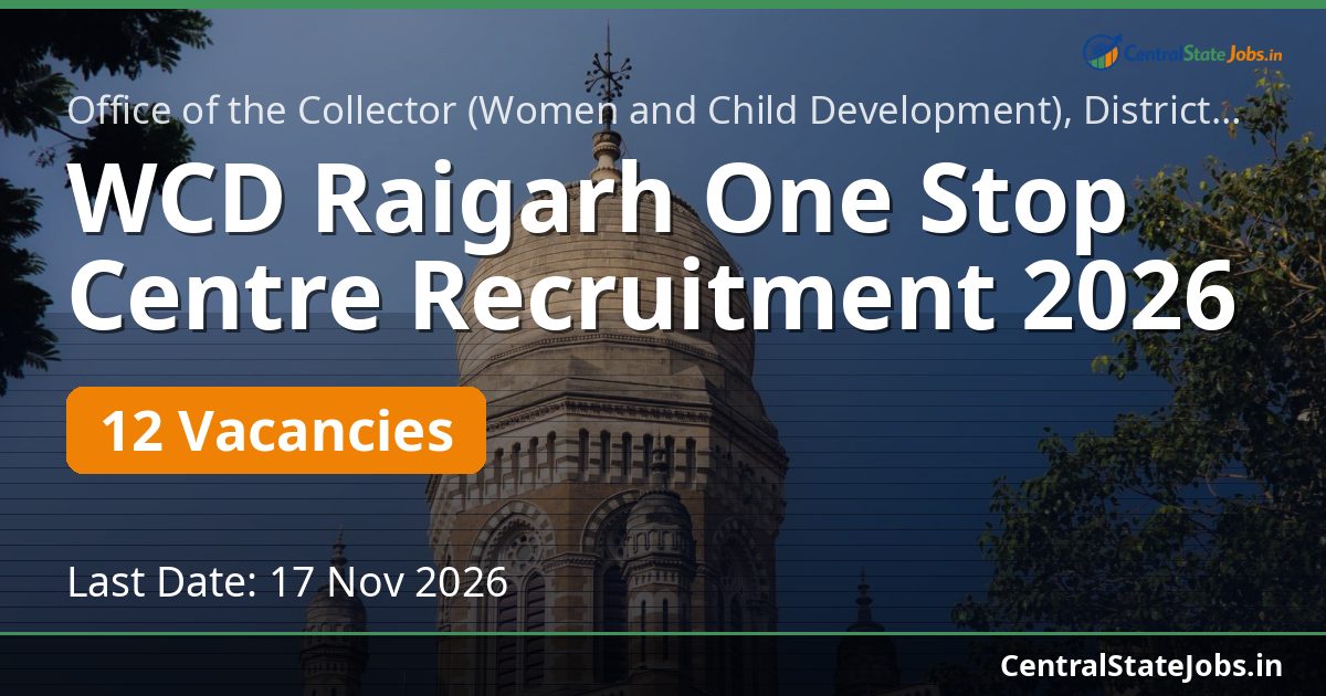 WCD Raigarh One Stop Centre Recruitment 2026