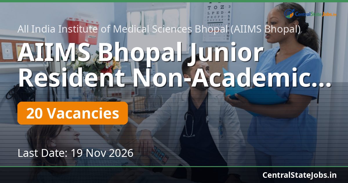 AIIMS Bhopal Junior Resident Non-Academic Walk-in 2026