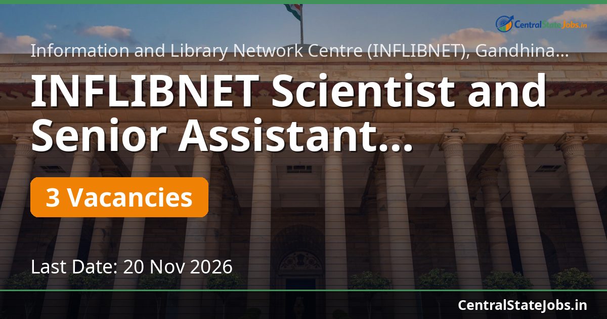 INFLIBNET Scientist and Senior Assistant Recruitment 2026