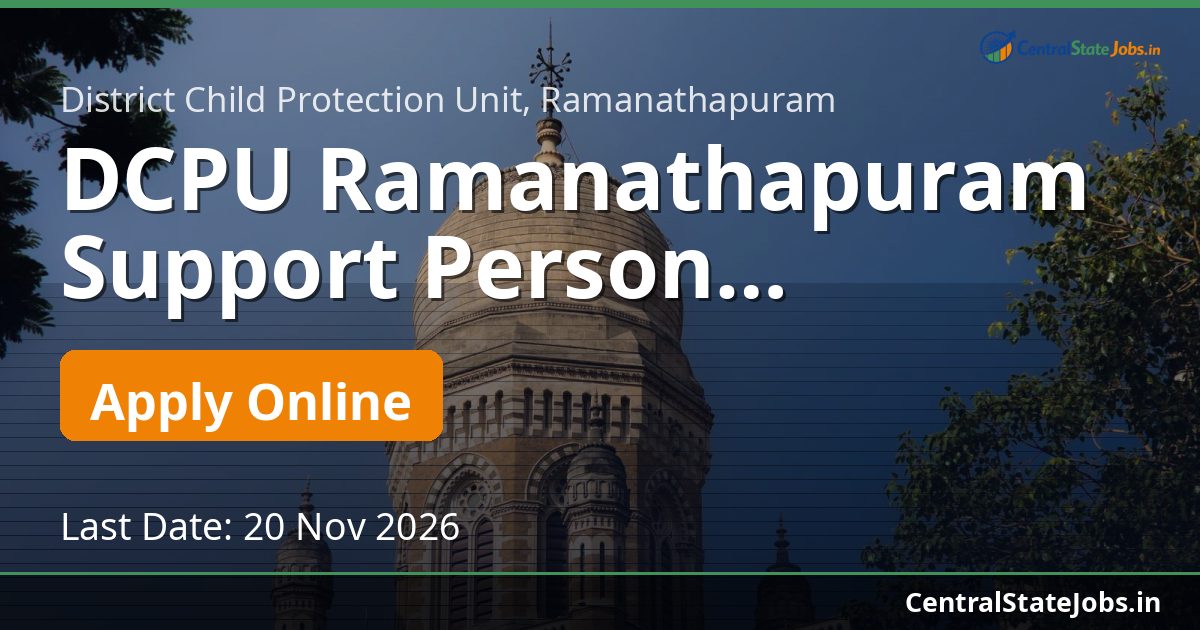 DCPU Ramanathapuram Support Person Recruitment 2026