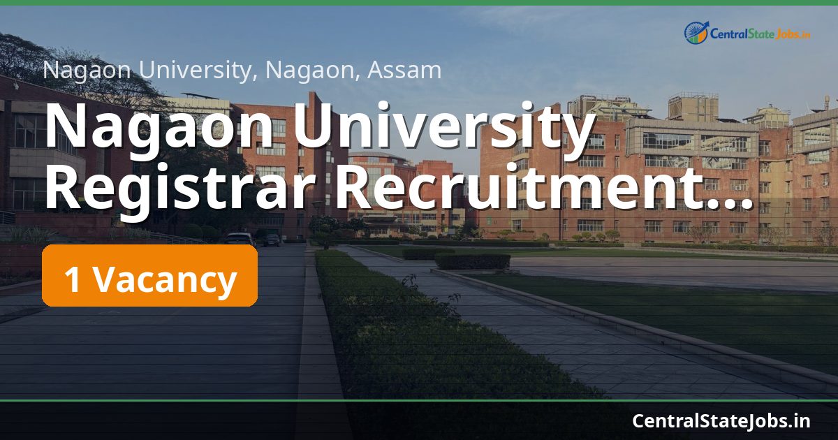 Nagaon University Registrar Recruitment 2026