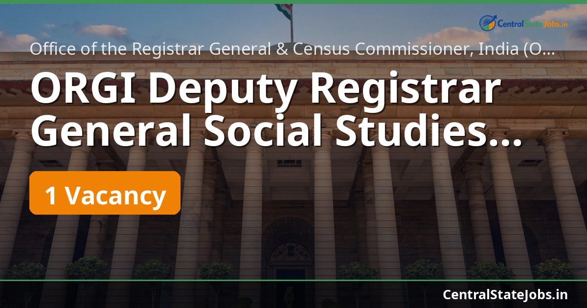 ORGI Deputy Registrar General Social Studies 2026
