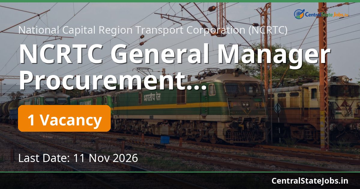 NCRTC महाप्रबंधक (खरीद) भर्ती 2026