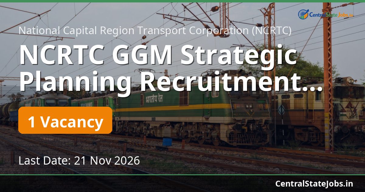 NCRTC GGM रणनीतिक योजना भर्ती 2026