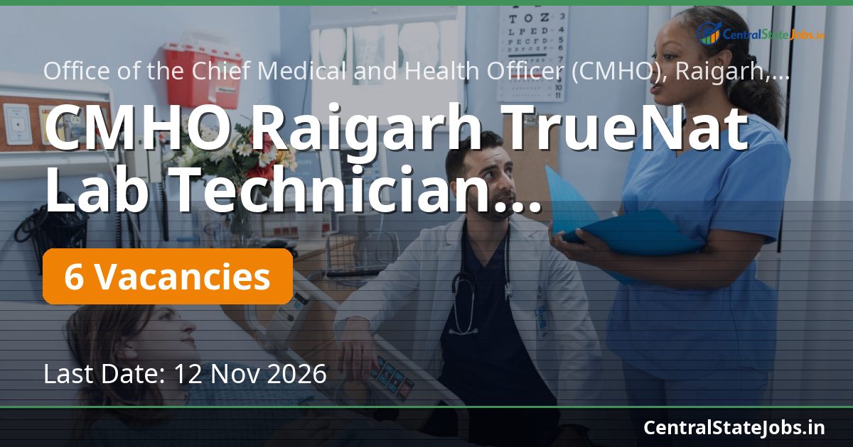 CMHO Raigarh TrueNat Lab Technician Recruitment 2026