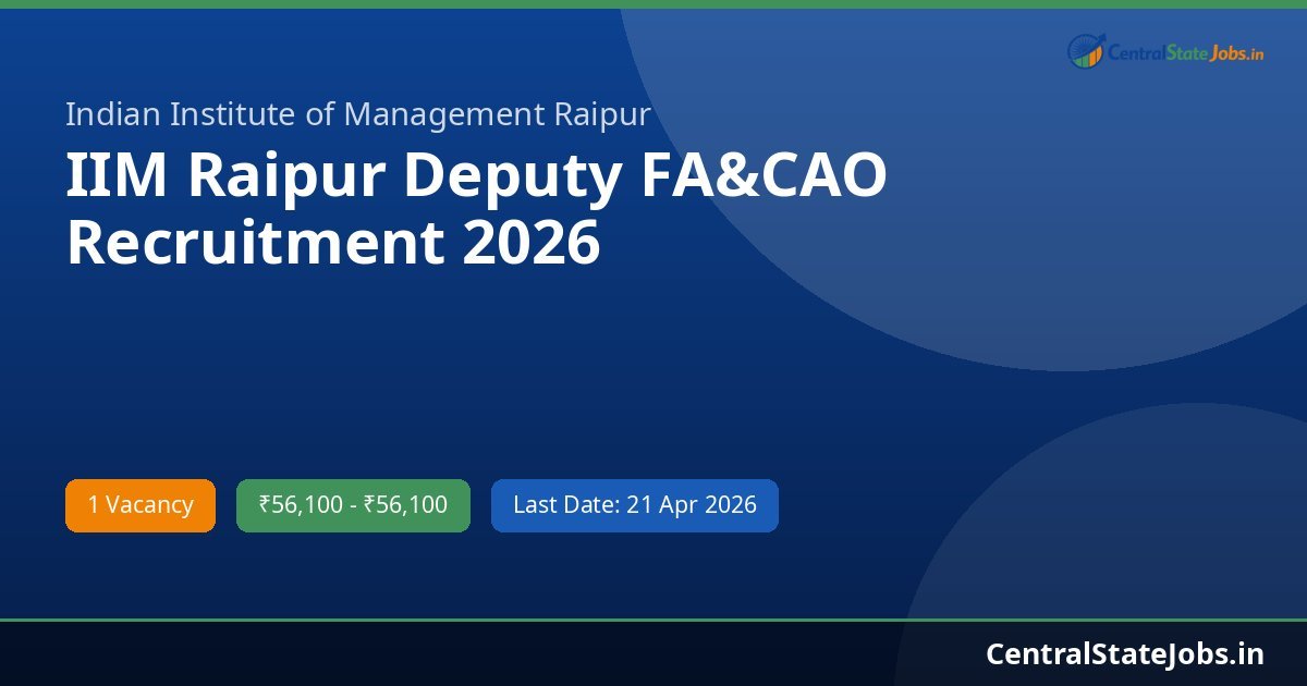 IIM Raipur Deputy FA&CAO Recruitment 2026