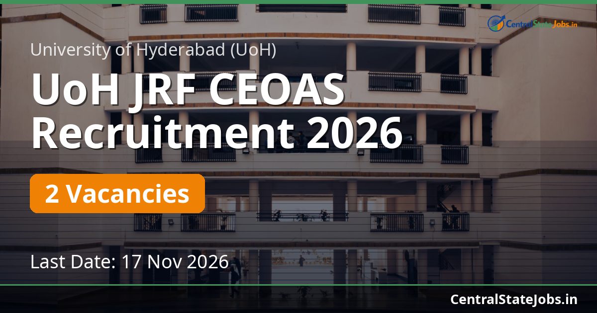UoH JRF CEOAS Recruitment 2026